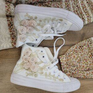 Amazing Floral Converse, handmade, women's 5